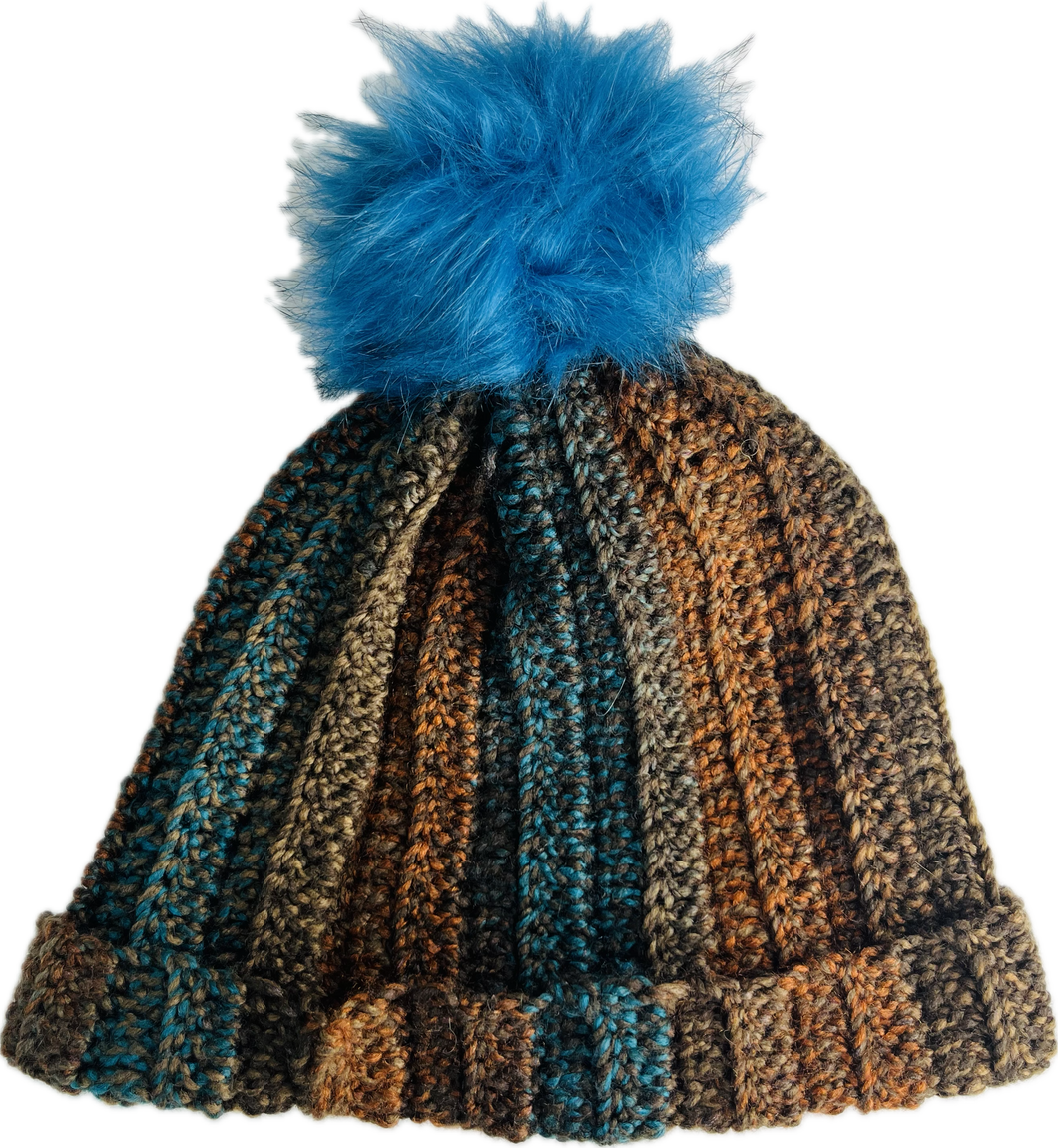 Brown/Teal Beanie