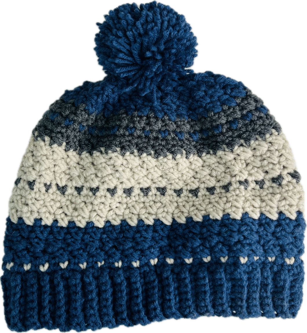 Blue/Gray/Cream Beanie